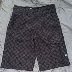Vans Black Cargo Shorts with Checkered Design
